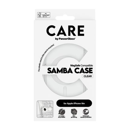 CARE by PanzerGlass® Fashionable Case Samba Transparent w. White MagSafe iPhone 16e – Mobit.gr
