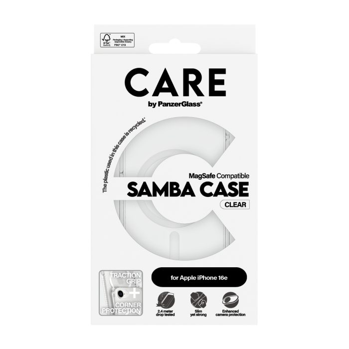 CARE by PanzerGlass® Fashionable Case Samba Transparent w. White MagSafe iPhone 16e – Mobit.gr