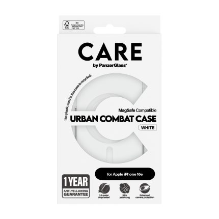 CARE by PanzerGlass® Flagship Case Transparent Urban Combat w. White MagSafe iPhone 16e – Mobit.gr