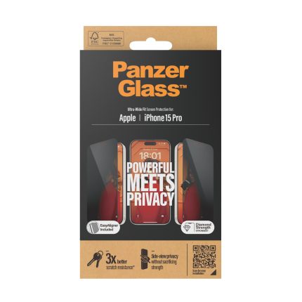 PanzerGlass™ Privacy Screen Protector iPhone 15 Pro | Ultra-Wide Fit w. EasyAligner – Mobit.gr