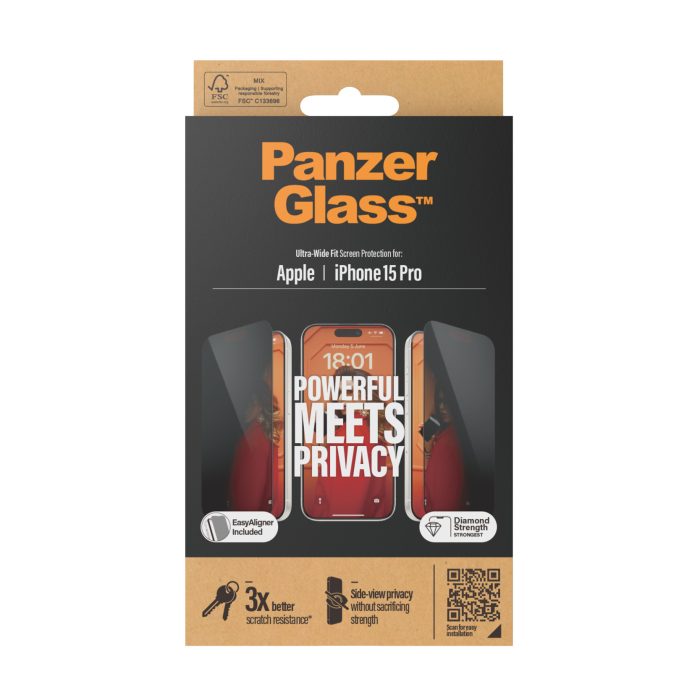 PanzerGlass™ Privacy Screen Protector iPhone 15 Pro | Ultra-Wide Fit w. EasyAligner – Mobit.gr