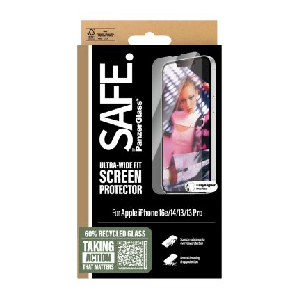 SAFE. by PanzerGlass® Screen Protector iPhone 16e | 14 | 13 | 13 Pro | Ultra-Wide Fit w. Aligner – Mobit.gr