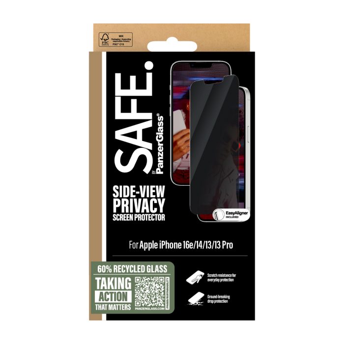 SAFE. by PanzerGlass® Privacy Screen Protector iPhone 16e | 14 | 13 | 13 Pro | Ultra-Wide Fit w. Aligner – Mobit.gr