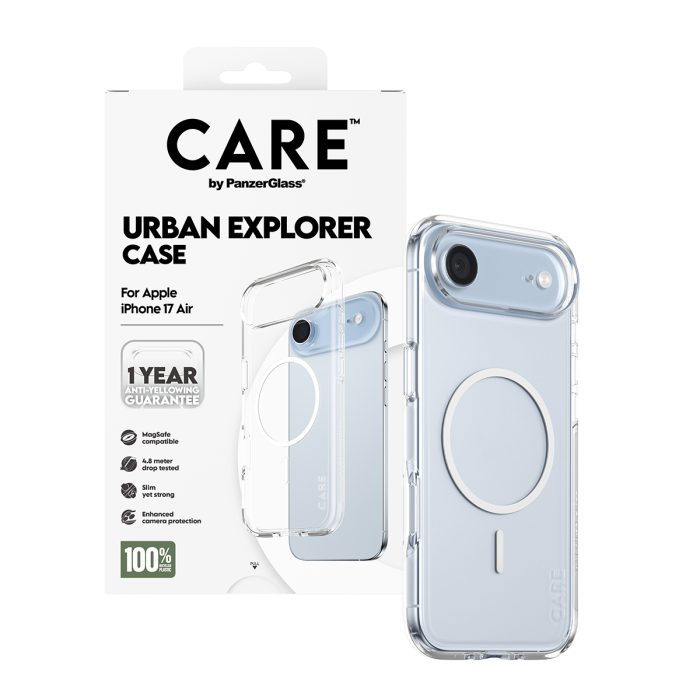 CARE by PanzerGlass® Flagship Case Transparent Urban Explorer w. White MagSafe iPhone 17 Air – Mobit.gr