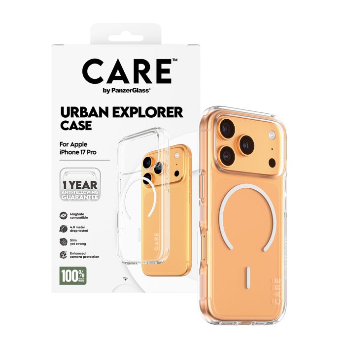 CARE by PanzerGlass® Flagship Case Transparent Urban Explorer w. White MagSafe iPhone 17 Pro – Mobit.gr