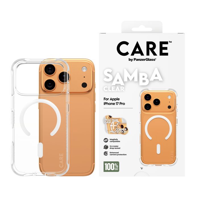 CARE by PanzerGlass® Fashionable Case Samba Transparent w. White MagSafe iPhone 17 Pro – Mobit.gr