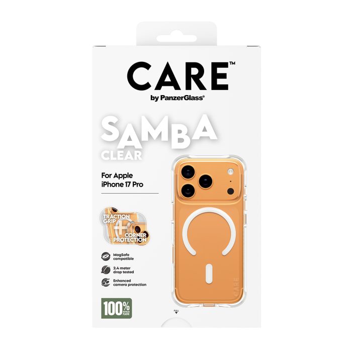 CARE by PanzerGlass® Fashionable Case Samba Transparent w. White MagSafe iPhone 17 Pro – Mobit.gr