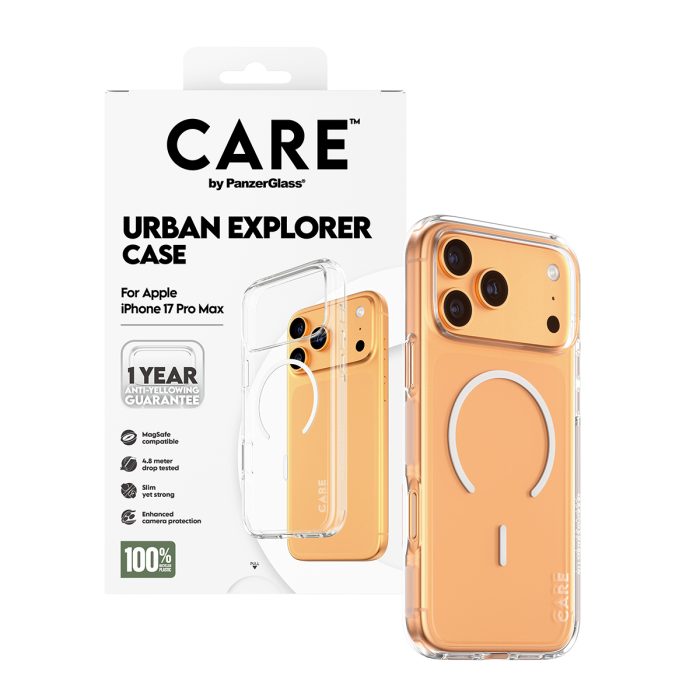 CARE by PanzerGlass® Flagship Case Transparent Urban Explorer w. White MagSafe iPhone 17 Pro Max – Mobit.gr