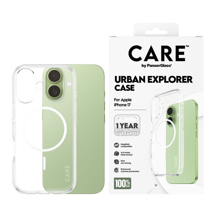 CARE by PanzerGlass® Flagship Case Transparent Urban Explorer w. White MagSafe iPhone 17 – Mobit.gr