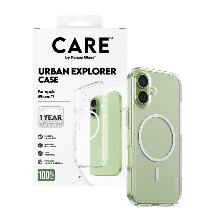 CARE by PanzerGlass® Flagship Case Transparent Urban Explorer w. White MagSafe iPhone 17 – Mobit.gr