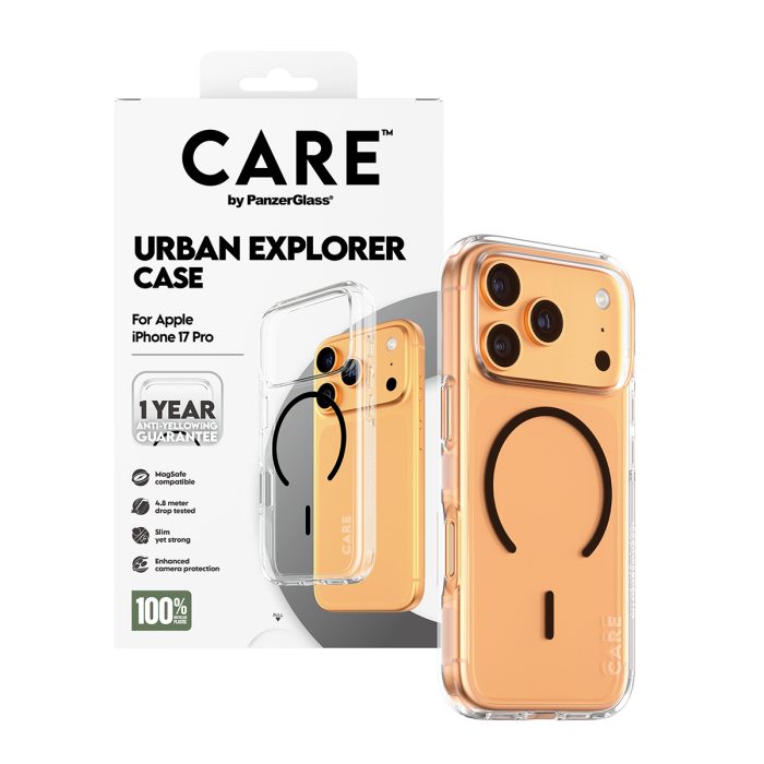 CARE by PanzerGlass® Flagship Case Transparent Urban Explorer w. Black MagSafe iPhone 17 Pro – Mobit.gr