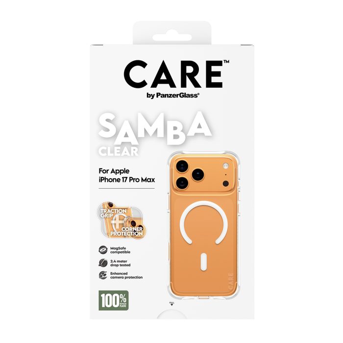 CARE by PanzerGlass® Fashionable Case Samba Transparent w. White MagSafe iPhone 17 Pro Max – Mobit.gr