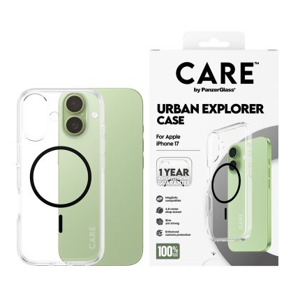 CARE by PanzerGlass® Flagship Case Transparent Urban Explorer w. Black MagSafe iPhone 17 – Mobit.gr