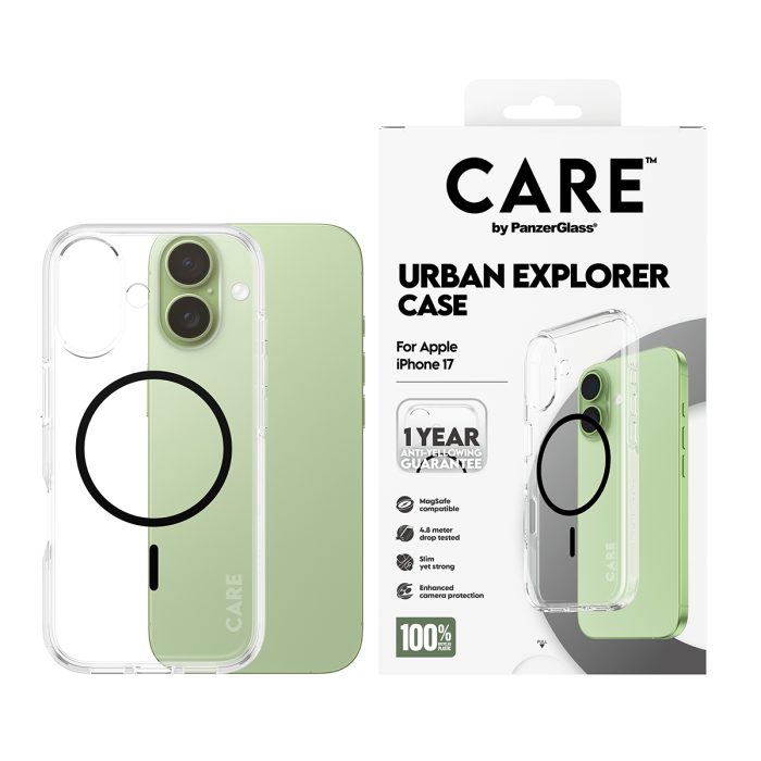 CARE by PanzerGlass® Flagship Case Transparent Urban Explorer w. Black MagSafe iPhone 17 – Mobit.gr