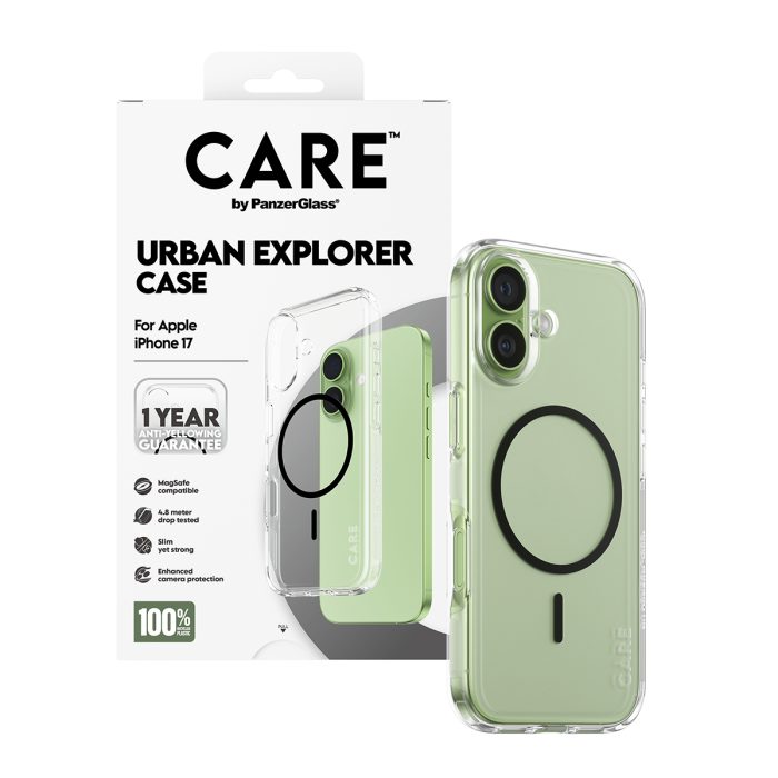CARE by PanzerGlass® Flagship Case Transparent Urban Explorer w. Black MagSafe iPhone 17 – Mobit.gr