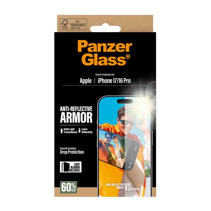 PanzerGlass® Anti-Reflective Armor Screen Protector iPhone 17 | iPhone 16 Pro w. EasyAligner – Mobit.gr