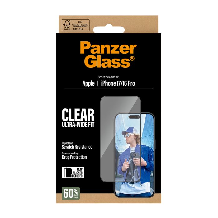 PanzerGlass® Screen Protector iPhone 17 | iPhone 16 Pro | Ultra-Wide Fit w. EasyAligner – Mobit.gr