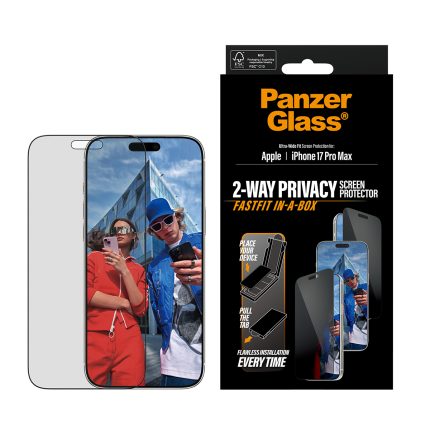 PanzerGlass Privacy Screen Protector w. Black Frame iPhone 17 Pro Max | Ultra-Wide Fit w. Fastfit in-a-box – Mobit.gr