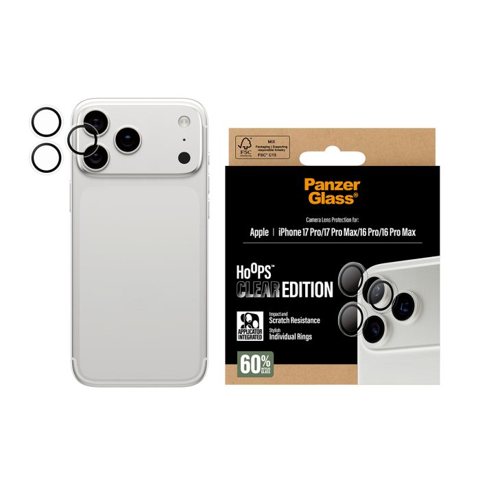 PanzerGlass® Hoops® Transparent Camera Lens Protector iPhone 17 Pro | iPhone 17 Pro Max | iPhone 16 Pro | 16 Pro Max – Mobit.gr