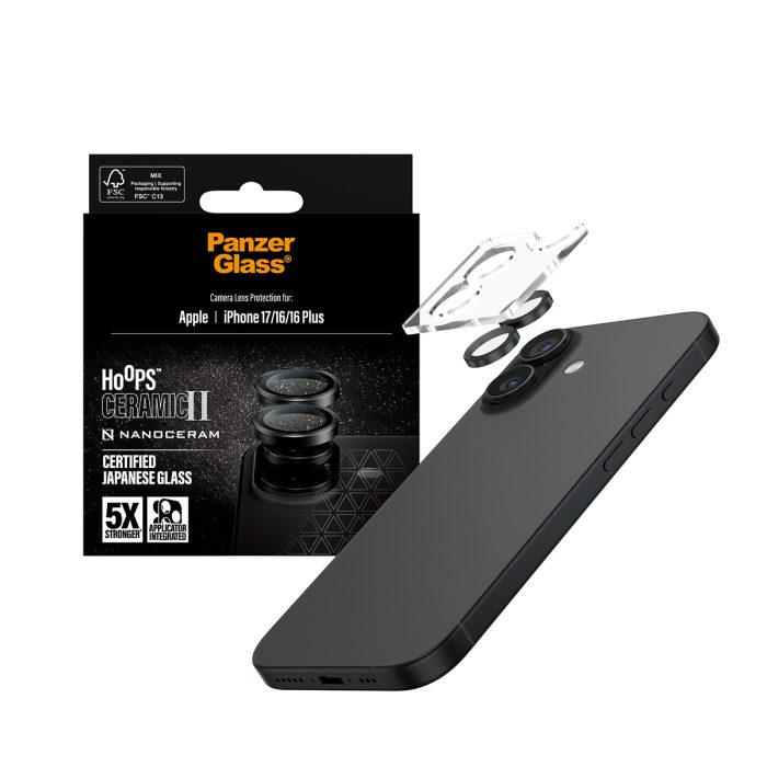 PanzerGlass® Hoops® Ceramic II Camera Lens Protector iPhone 17 | iPhone 16 | 16 Plus – Mobit.gr