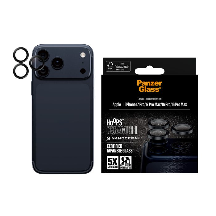 PanzerGlass® Hoops® Ceramic II Camera Lens Protector iPhone 17 Pro | iPhone 17 Pro Max | iPhone 16 Pro | 16 Pro Max – Mobit.gr