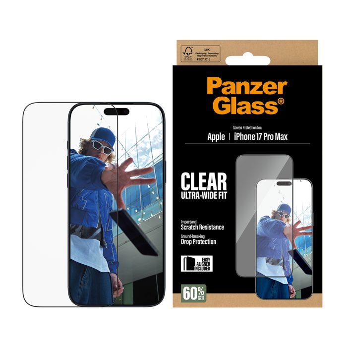 PanzerGlass® Screen Protector iPhone 17 Pro Max | Ultra-Wide Fit w. Easy Aligner – Mobit.gr