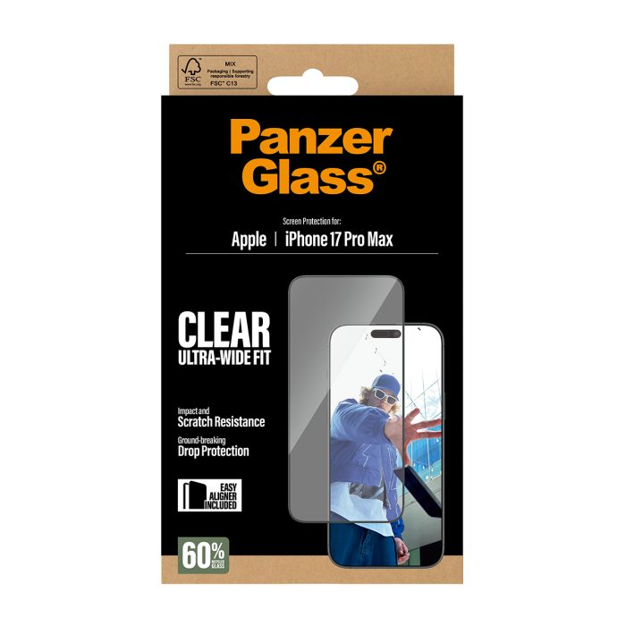 PanzerGlass® Screen Protector iPhone 17 Pro Max | Ultra-Wide Fit w. Easy Aligner – Mobit.gr