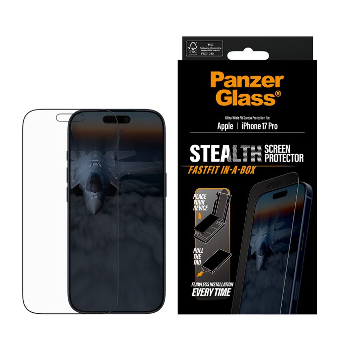 PanzerGlass® Stealth Screen Protector w. Black Frame iPhone 17 Air | Ultra-Wide Fit w. Fastfit in-a-box – Mobit.gr