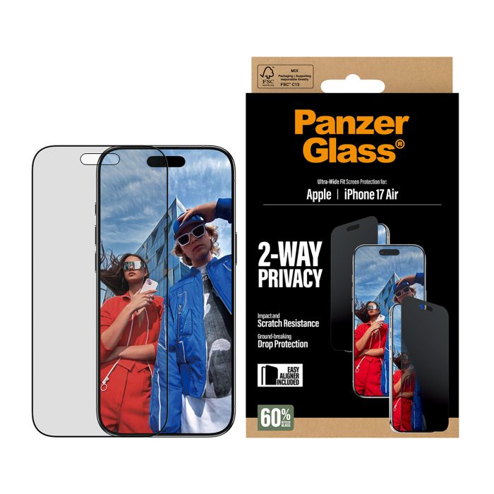 PanzerGlass® 2-Way Privacy Screen Protector iPhone 17 Air | Ultra-Wide Fit w. EasyAligner – Mobit.gr