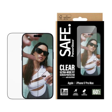 SAFE. by PanzerGlass Screen Protector w. Black Frame iPhone 17 Pro Max | Ultra-Wide Fit w. Easy Aligner – Mobit.gr