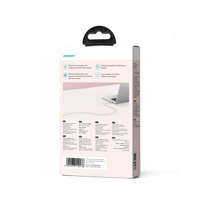 Joyroom Multi-Color Series S-A34 USB-C / USB-C PD 60W 1m Cable – Pink – Mobit.gr