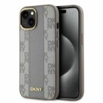 DKNY Leather Checkered Mono Pattern MagSafe iPhone 15 Case – Beige – Mobit.gr