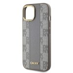 DKNY Leather Checkered Mono Pattern MagSafe iPhone 15 Case – Beige – Mobit.gr