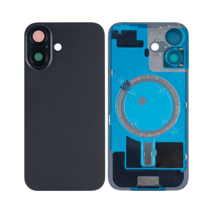 Apple iPhone 16 Back Glass Without NFC, Enlarged Camera Frame Black Compatible – Mobit.gr